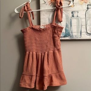 Altar’d State pink smocked peplum knit top